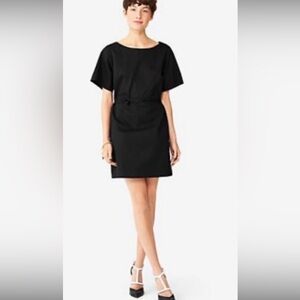 Kate Spade SZ 4 Black Satin Bow Tie Back Mini Dress Cap Sleeve Silk Lined